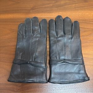 Women’s Gloves 100% Genuine Lambskin Leather Lined Black Sz L Driving Walking